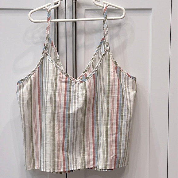 A’ GACI Mind Code Striped Adjustable Flowy Button Front Sleeveless Tank - Picture 7 of 10